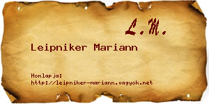 Leipniker Mariann névjegykártya